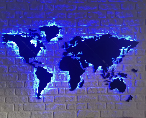 Işıklı Dünya Haritası Blue